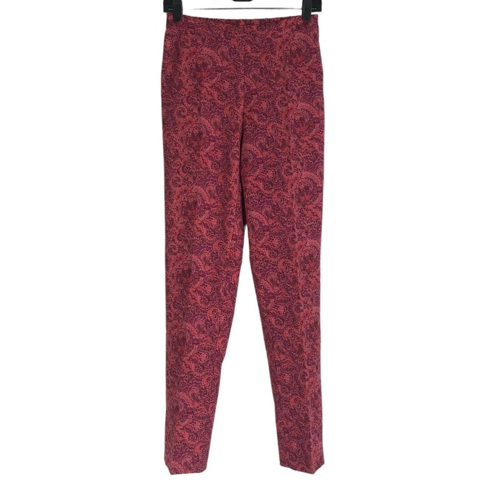 Isaac Mizrahi Pants Womens Size 2 Paisley Floral Pink Stretch